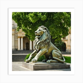 Statue Of A Lion Art Print