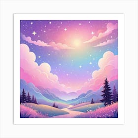 Sky With Twinkling Stars In Pastel Colors Square Composition 214 Art Print