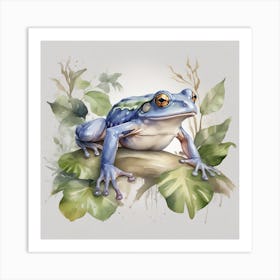 Blue Frog in Rainforests Art Print