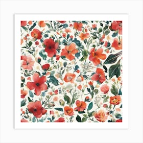 Vintage Flowers wallpaper Art Print