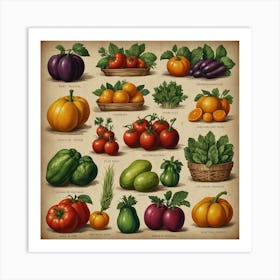 Vintage Vegetables Art Print