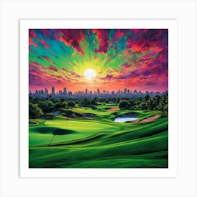 Sunset At The Golf Course 5 Art Print