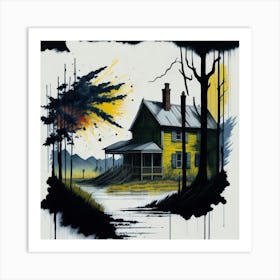Colored House Ink Painting (24) Art Print