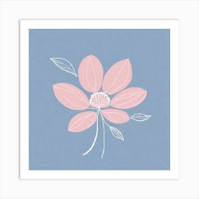 A White And Pink Flower In Minimalist Style Square Composition 161 Art Print