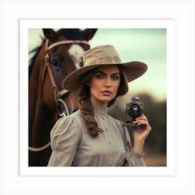 Country Girl With Horse Art Print