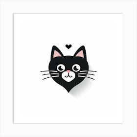 Cute Black Cat Love for Nursery Art Print