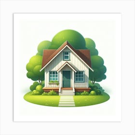 Small House With Trees Art Print