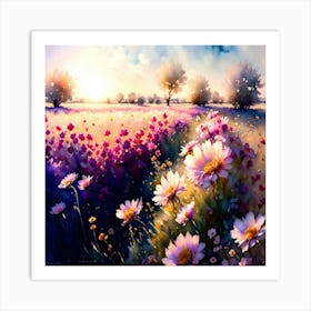 Daisies In The Meadow Art Print