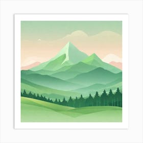 Misty mountains background in green tone 124 Art Print