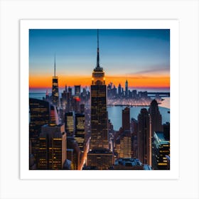 New York City At Sunset Art Print