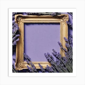 Lavender Frame On Purple Background 3 Art Print