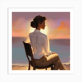 Woman Sitting On A Chair Art Print