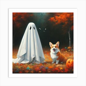 Sheet Ghost & Corgi Art Print