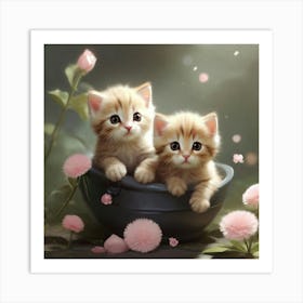 Kittens In A Bowl Art Print
