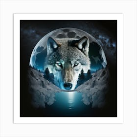 Wolf In The Moonlight 1 Art Print