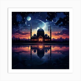 Islamic Mosque At Night 9 Art Print