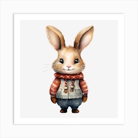 Rabbit In Winter Clothes Art Print
