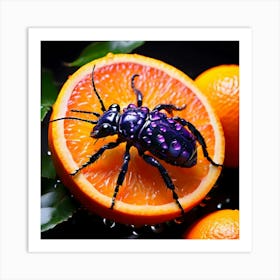 Beetle On Orange Art Print