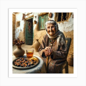 Old palastinian old woman With Figs Art Print