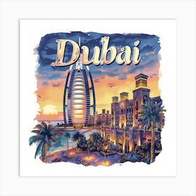 Dubai PostCard Artwork Art Print