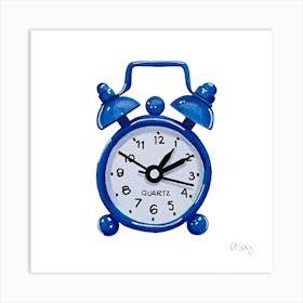 Blue Alarm Clock Art Print