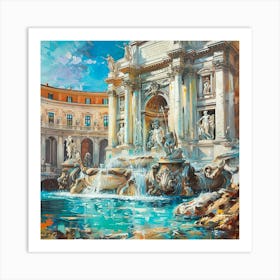 Trevi Fountain Oil Painting 2 Art Print