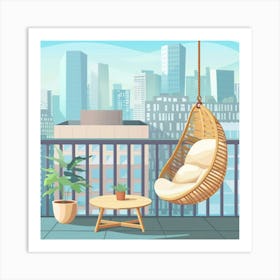 Balcony With Wicker Chair Art Print