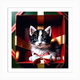 Christmas Kitten Art Print