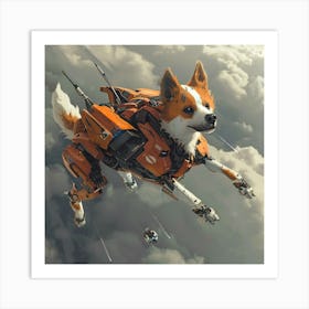 Happy Flying corgi Art Print