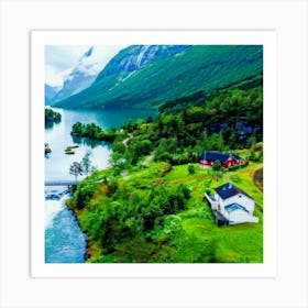 Rivers and mountains of Norway Art Print