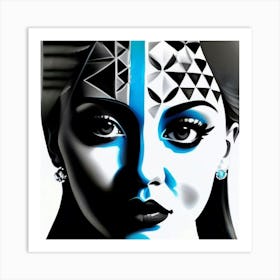 Woman With A Blue Face 1 Art Print