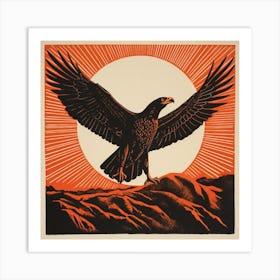 Retro Bird Lithograph Bald Eagle 1 Art Print
