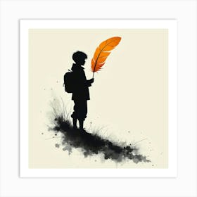 Boy With A Feather Art Print