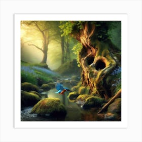 Kingfisher In The Forest 6 Art Print