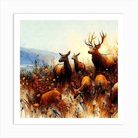 Elk In The Meadow Art Print