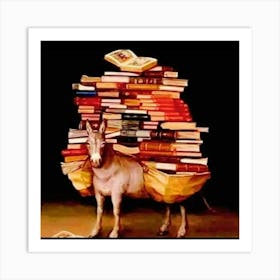 Donkey With Books Art Print