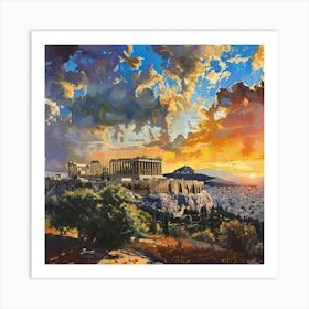 Sunset At The Acropolis Art Print