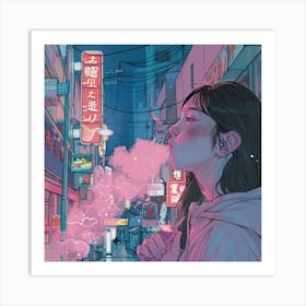 Girl Smokes A Cigarette Art Print