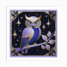 Owl on a branch 3 Art Print