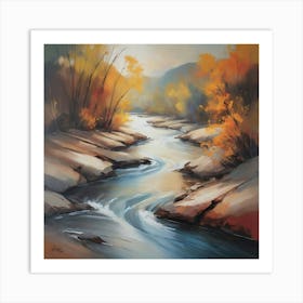 An abstract painting of a river, with bold brushstrokes and a mix of warm and cool tones, evoking a sense of movement and tranquility. 2 Art Print