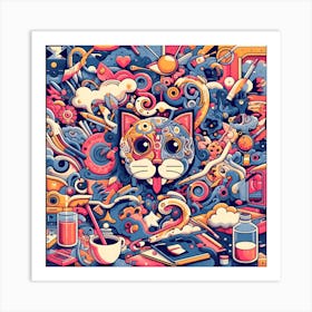 Psychedelic Cat Art Print