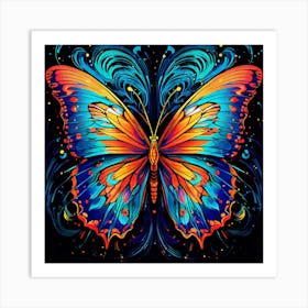 Butterfly On A Black Background art print Art Print