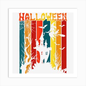 Halloween Haunted House Vintage Art Print