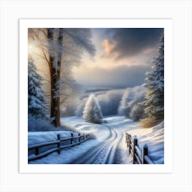 Winter Road 1 Art Print