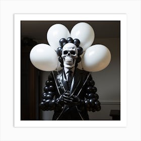 Skeleton With Balloons Art Print