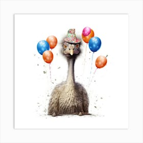 Birthday Ostrich 1 Art Print