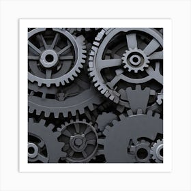 Gears On A Black Background 36 Art Print