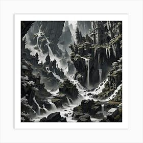 Waterfalls In The Mountains Art Print