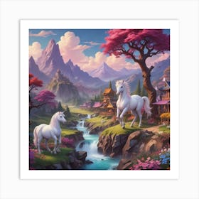 Unicorns In The Forest 3 Art Print