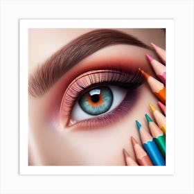 Eye Makeup With Colored Pencils Art Print